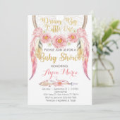 Boho Pink Gold Dreamweaver Baby shower Uitnodiging (Staand voorkant)