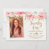 Boho Pink Gold Floral Dreamcatcher 21ste Verjaarda Kaart (Voorkant)