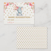 Boho Pink Gold Floral Naam Suggestie Kaart (Voorkant / Achterkant)