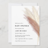 Boho Pink Gold Pampas Grass Baby Girl Sprinkle Kaart (Voorkant)