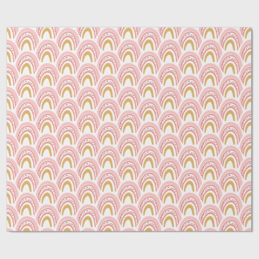 Boho Pink Gold Rainbow Modern Pattern Cadeaupapier (Vlak)