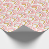 Boho Pink Gold Rainbow Modern Pattern Cadeaupapier (Hoek)