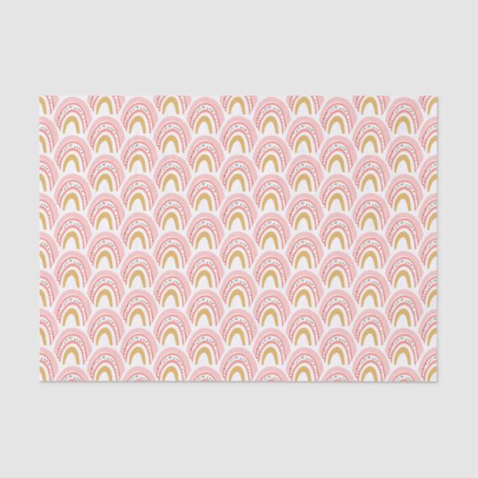 Boho Pink Gold Rainbow Modern Pattern Tissuepapier (Voorkant)