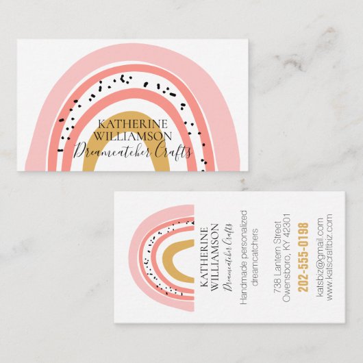Boho Pink Gold Rainbow Visitekaartje (Voorkant / Achterkant)