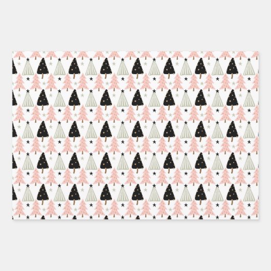 Boho Pink Green Black Kerstmis Holiday Inpakpapier Vel (Voorkant 2)