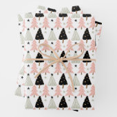 Boho Pink Green Black Kerstmis Holiday Inpakpapier Vel (In situ)