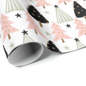 Boho Pink Green Black Kerstmis Holiday Xmas Cadeaupapier (Rol Hoek)