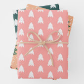 Boho Pink Green Red White Kerstbomen Holiday Inpakpapier Vel (In situ)