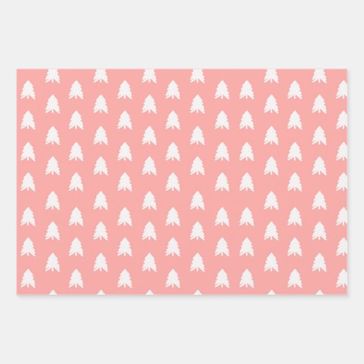 Boho Pink Green Red White Kerstbomen Holiday Inpakpapier Vel (Voorkant)