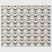 Boho Pink Green Santa Claus Kerstfeestdag Cadeaupapier (Vlak)