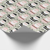 Boho Pink Green Santa Claus Kerstfeestdag Cadeaupapier (Hoek)