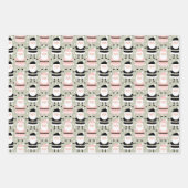 Boho Pink Green Santa Claus Kerstfeestdag Inpakpapier Vel (Voorkant 3)