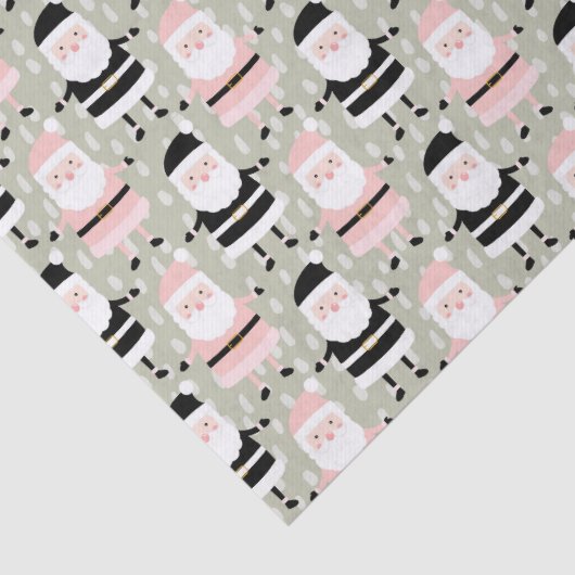 Boho Pink Green Santa Claus Kerstfeestdag Tissuepapier (Detail)