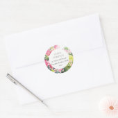 Boho Pink Green Tropical Bougainvillea Adres Ronde Sticker (Envelop)