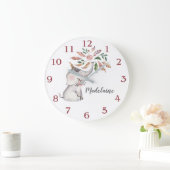 Boho Pink Grey Baby Elephant van Little Girl Grote Klok (Huis)