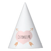 Boho Pink Heart en Arrows Feesthoedjes (Voorkant)