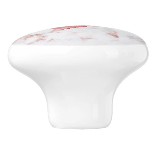 Boho Pink Heart Feathers Daisy Marble Pattern Keramische Knop (Zijkant)