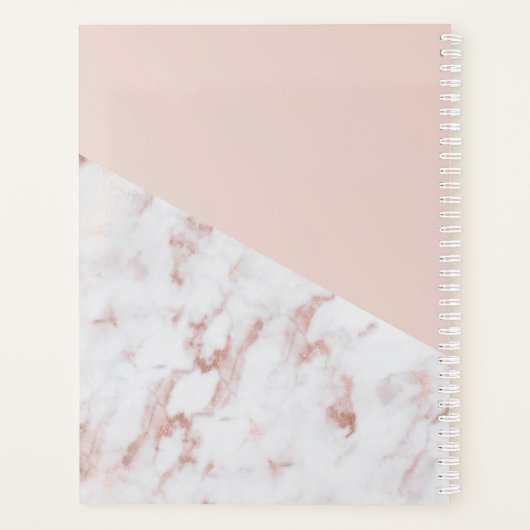 Boho Pink Heart Feathers Daisy Marble Pattern Planner (Achterkant)