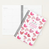 Boho Pink Heart Over Pattern Weddenschap Planner (Display)
