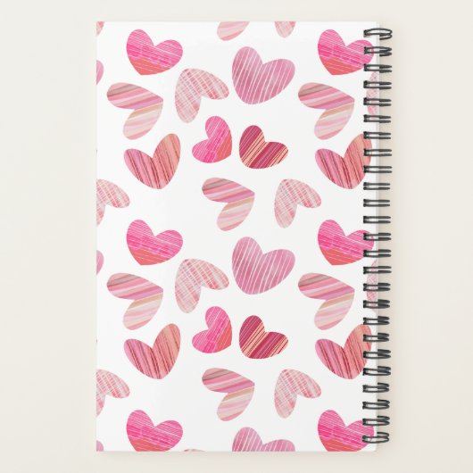 Boho Pink Heart Over Pattern Weddenschap Planner (Achterkant)
