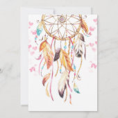 Boho Pink Heart Pink Drocatcher Girl Baby shower Kaart (Achterkant)