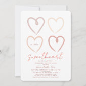 Boho Pink Hearts Little Sweeite Baby shower Inv Kaart (Voorkant)