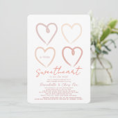 Boho Pink Hearts Sweeite Baby shower per mail Kaart (Staand voorkant)