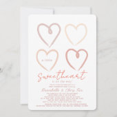 Boho Pink Hearts Sweeite Baby shower per mail Kaart (Voorkant)