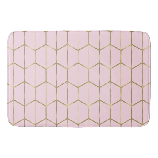 Boho Pink Hexagon Gold en Geometrische glam Badmat (Voorkant)
