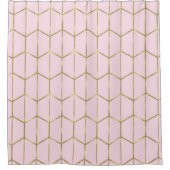 Boho Pink Hexagon Gold en Geometrische glam Douchegordijn (Voorkant)