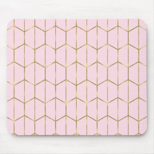 Boho Pink Hexagon Gold en Geometrische glam Muismat (Voorkant)