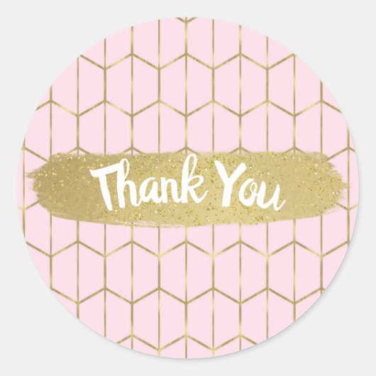 Boho Pink Hexagon Gold Geometric Glam Sweet 16 Ronde Sticker (Voorkant)