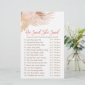 Boho Pink Hij zei dat ze Vrijgezellenfeest spel ze Briefpapier (Staand voorkant)