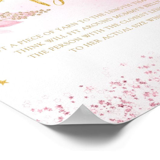 Boho Pink Hoe groot is mama's buik Baby shower Poster (Hoek)