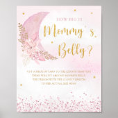 Boho Pink Hoe groot is mama's buik Baby shower Poster (Voorkant)