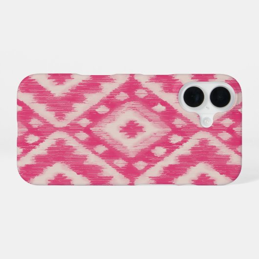 Boho Pink Ikat Design iPhone 16 Hoesje (Achterkant horizontaal)
