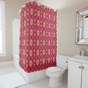 Boho Pink Indische borduurpatronen Douchegordijn