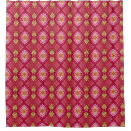 Boho Pink Indische borduurpatronen Douchegordijn