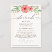 Boho Pink & Ivory Greenery Floral Wedding Details Informatiekaartje (Voorkant)