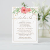 Boho Pink & Ivory Greenery Floral Wedding Details Informatiekaartje (Staand voorkant)