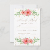 Boho Pink & Ivory Greenery Floral Wedding RSVP (Voorkant)
