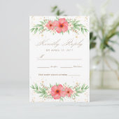 Boho Pink & Ivory Greenery Floral Wedding RSVP (Staand voorkant)
