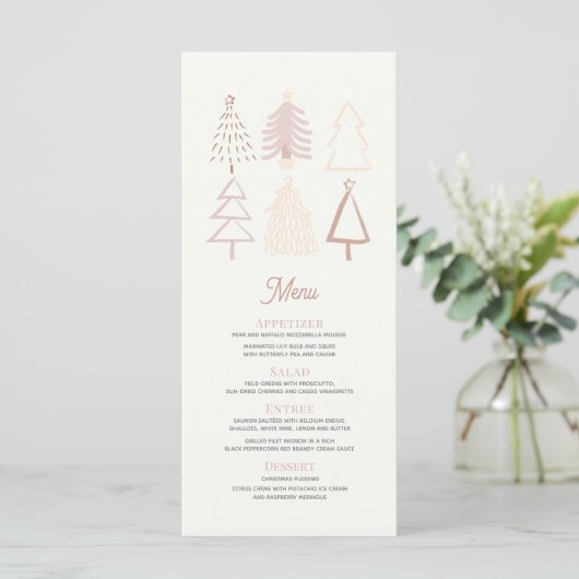 Boho Pink kerstbomen feestdag Menu (Staand voorkant)