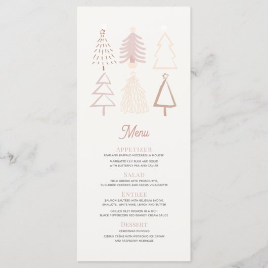 Boho Pink kerstbomen feestdag Menu (Voorkant)