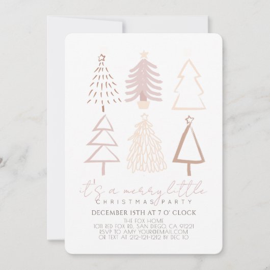 Boho Pink kerstbomen kerstfeestdag Kaart (Voorkant)