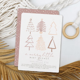Boho Pink kerstbomen Merry Little Baby shower Kaart