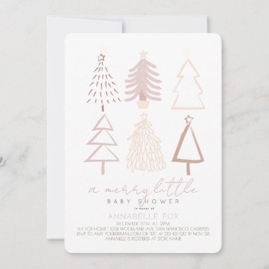 Boho Pink kerstbomen Merry Little Baby shower Kaart (Voorkant)