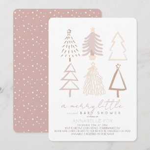 Boho Pink-kerstbomen Virtueel Baby shower Kaart