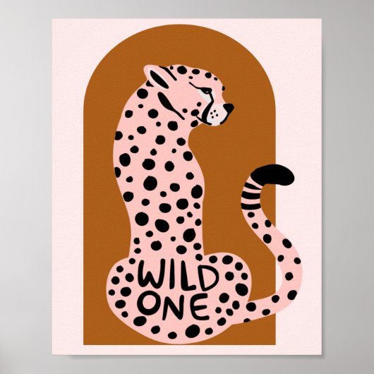 Boho Pink Leopard Wild One Art Print (Voorkant)