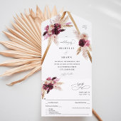 Boho Pink Lijst Pampas Grass Floral All In One Uitnodiging